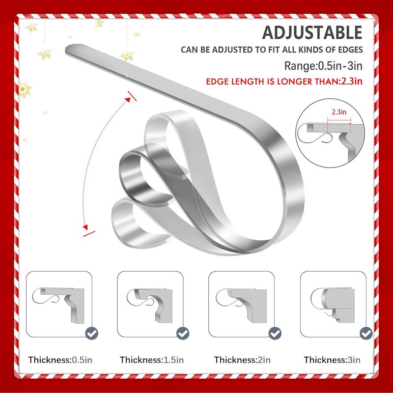 Doitory Christmas Stocking Holder Hanger,4 Pack Adjustable Stocking Holders for Mantle and Fireplace Metal Decoration for Xmas Holiday Party - Image 3